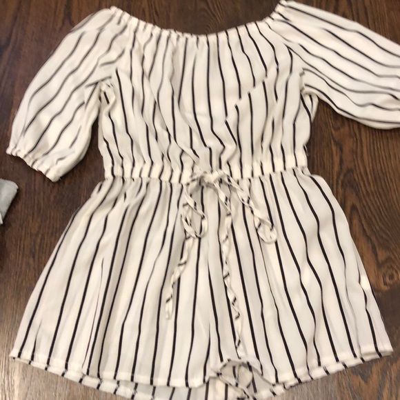 Pants - White and Navy Romper